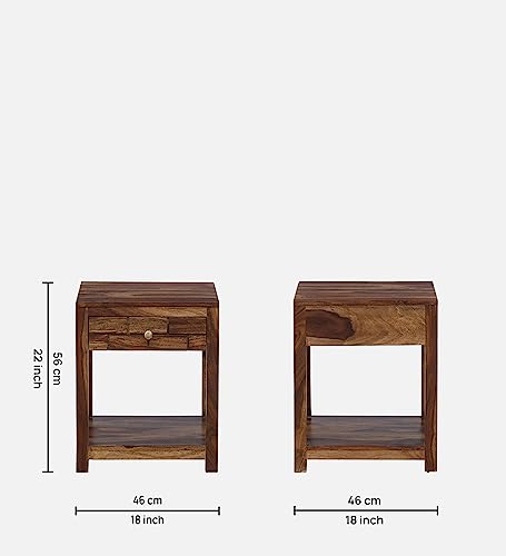 Image of Chad Solid Wood END Table for Living Room | Premium Square Side Table for Home & Kitchen| Provincial Teak Finish, Pure SHEESHAM Wood |