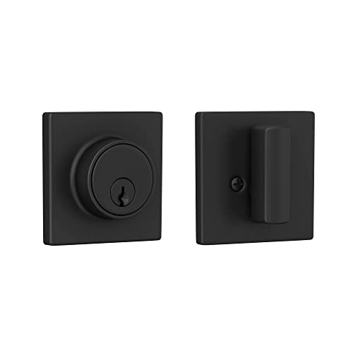 Image of Deadbolt with Square Trim, Keyed 1 Side, Matte Black Finish