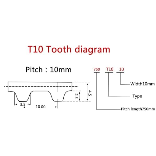 Courroie synchrone T10 polyuréthane acier largeur 45mm pour commande numérique - 3