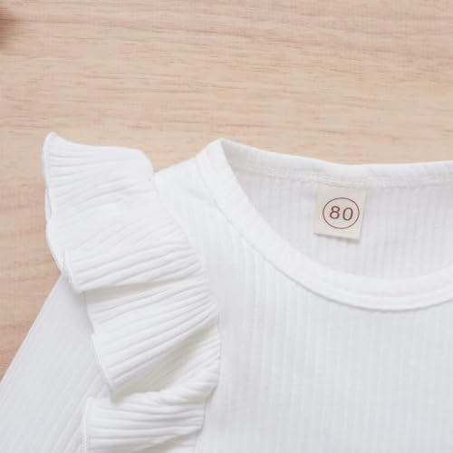 Toddler Girl Outfits Fall Winter Clothes Knitted Cotton Solid Color Ruffle Long Sleeves Tops+ Mini Skirts Set3