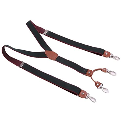 Bretelles marron 2.5cm de large style rétro en Y à 4 crochets