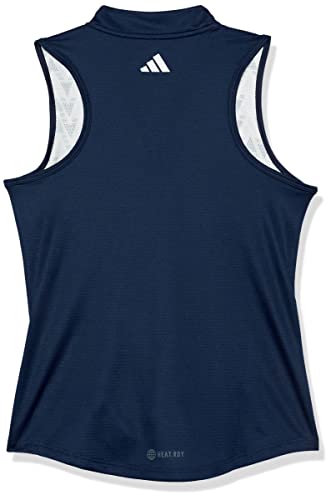 Adidas Golf Unisex Kid's Standard Girls Heat.redy Sleeveless Printed Polo Shirt, Collegiate Navy, Small #TOP1