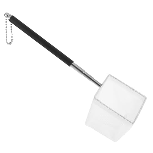 LIQWEI Aquarium Kescher Fischnetz Kleines Garnelenkescher Aquarienkescher mit Teleskopstiel Edelstahlgriff 8cm Quadratische Feine Netzmaschen Garnelennetz für Aquarien Kleine Teiche
