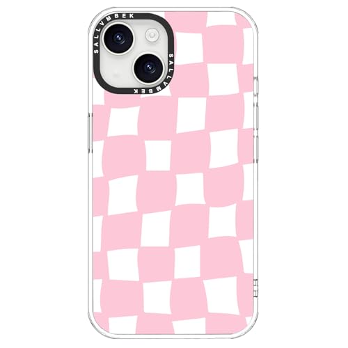 sallvmbek for iPhone 15 Case,Compatible with MagSafe,Cute Checkered Print Pattern,Magnetic Protective Shockproof TPU Bumper iPhone 15 Cases Cover for Women Girly