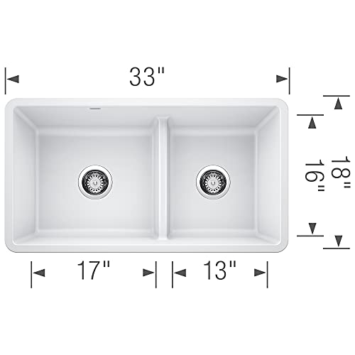 BLANCO 442524 Precis Reversible 1-3/4 w/Low Divide-White Sink, 33" L X 18" W X 9.5" D by BLANCO - Image 2