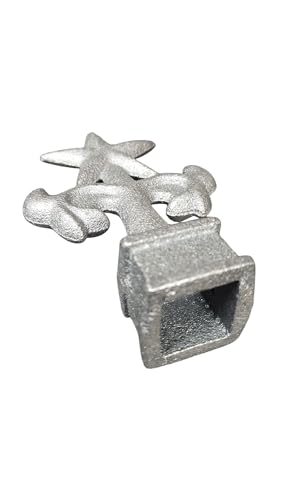 Image of Cast Iron Fence Finials, Multiple Decorative Styles & Sizes, 1 /2 inch to 1 inch Inch Square and Round Spears, Fleur de Lis Design (3 /4 inch Star SQ, 5)