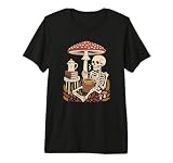 Whimsical Skeleton Holding a Coffee Cup by Woodland Ferns Premium Tri-Blend T-Shirt