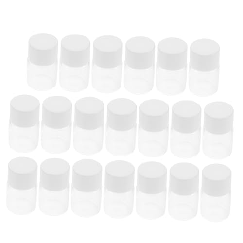 ERINGOGO 20pcs Clear Glass Sample Vials with White Caps and Inner Stoppers Leak Bottles for Essential Oils and Lab Use Transparent Liquid Containers