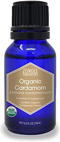 Zongle USDA Certified Organic Cardamom Oil, Safe to Ingest, Elettaria Cardamomum, 15 ML