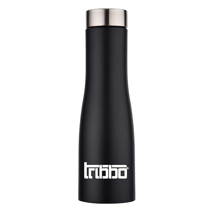 Image of TB Stainless Steel Water Bottle 1 litre, Water Bottles For Fridge, School,Gym,Home,office,Boys, Girls, Kids, Leak Proof(BLACK,STEEL CAP, PACK OF 1, 1000 ML Model-Flora)