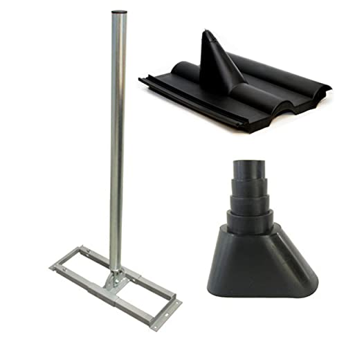 Premium X Profi X100-48 SAT Dachsparrenhalter 100 cm Mast 48 mm Stahl feuerverzinkt Sparren-Halterung für Satelliten-Antenne Satellitenschüssel mit Frankfurter Dachabdeckung Manschette schwarz