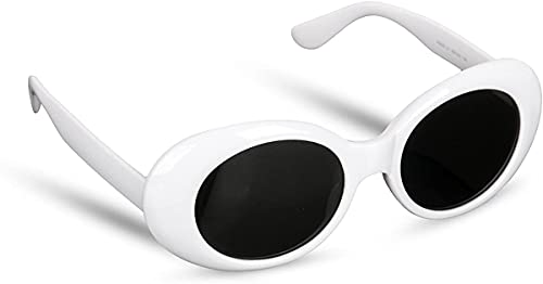 Kurt Cobain Vintage Shades Sunglasses Nirvana Thick Alien Oval Frame Glasses Outdoor Sports Eyewear (White) Retro