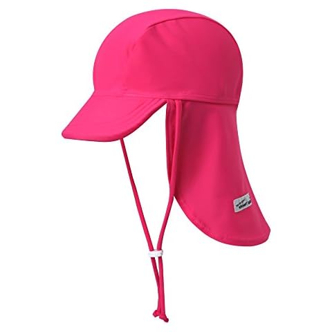 Vaenait Baby Infant & Kids Girls Sun protection Sporty Flap Swim hat UV Flap Cap Hot Pink L Cover