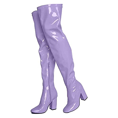AOSPHIRAYLIAN Fashion Chunky Heel Over The Knee Boots Sexy Round Toe Thigh High Boots for Women