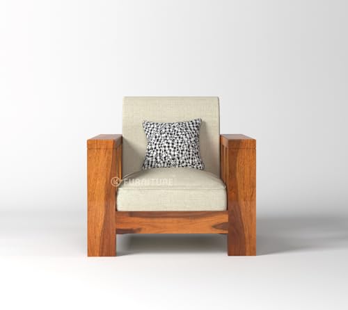 Image of KL Furniture Solid Sheesham Wood Sofa Set 6 Seater | Wooden Set 3+2+1 for Living Room | Six Seater Sofa | Teak Brwon Finish