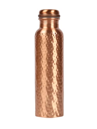 Image of Pure Copper Water bottle | 100% Pure Copper Water Bottle I Leak Proof & Rust Proof I Copper Bottle for Home, School & Office | Matte Finish (Hammered, 1)