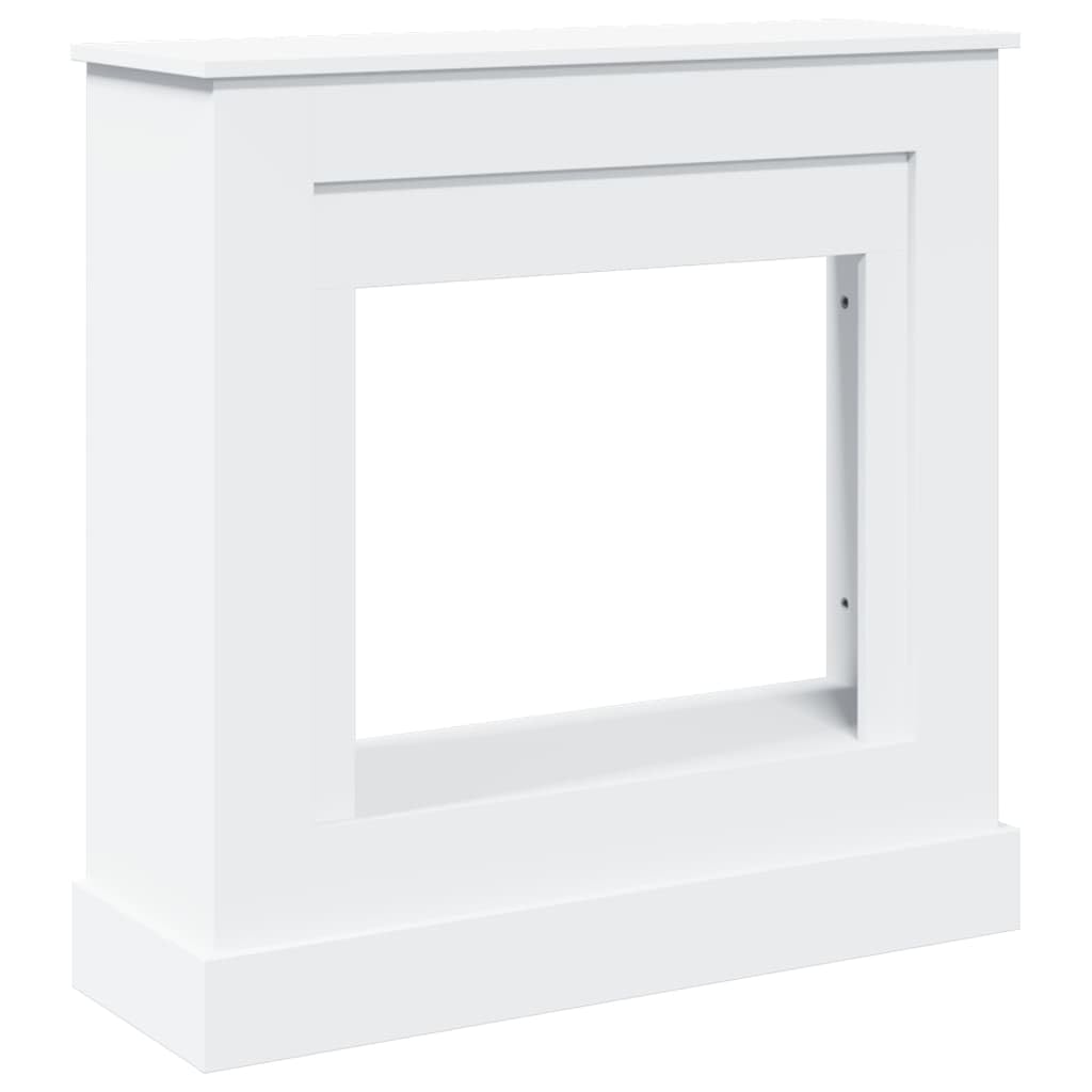 vidaXL Fireplace Surround Fire Frame - White Engineered Wood Mantel with Shelf - 90x30x90 cm - Compatible with LED Flames