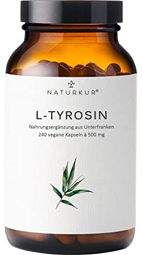 Naturkur L-Tyrosin 500 mg - 240 Kapseln im Apothekerglas - Rein & vegan mit bester Bioverfügbarkeit in Handarbeit hergestellt in Unterfranken
