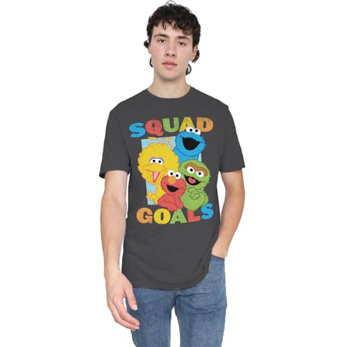 Popfunk Sesame Street Squad Goals Unisex Adult Heather T Shirt (X-Large, Charcoal)