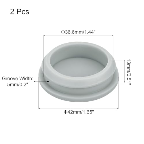 Image of MECCANIXITY 2pcs Silicone Snap in Locking Hole Plugs,36.6mm /1.4 Inch Mounting Diameter Narrow Groove Width 5mm Panel Seal Cover Round for Kitchen Bulkheads Waterproof Sealing Plugs Grey