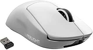 Logitech G PRO X SUPERLIGHT bezprzewodowa mysz gamingowa z czujnikiem HERO 25K, bardzo lekka 63 g, 5 programowalnych przycisków, czas pracy baterii 70 godzin, Zero Additive PTFE Feet, PC/Mac - biała