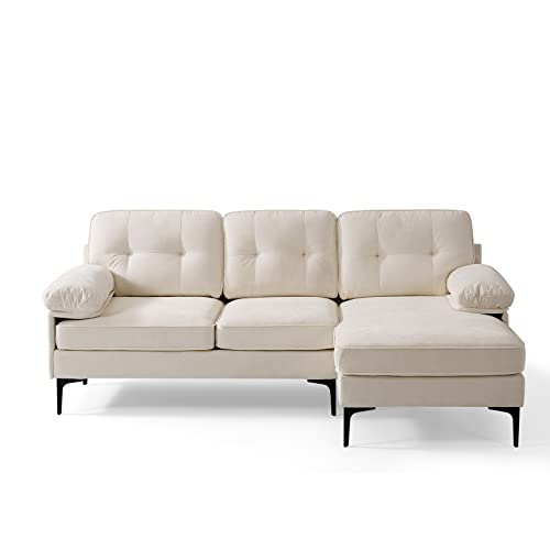 Leisland 79" Modern Sectional Sofa Couch For Living Room, Small Couches For Small Spaces, Chenille L Shaped Sofas With Solid Wood Frame, Detachable Cover, Attached Armrest, Easy To Install(Beige) #TOP5