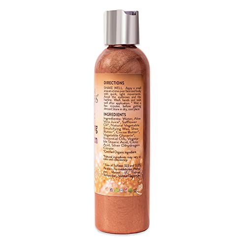 Glimmer Goddess Organic Bronzer Body Lotion - Sexy Level 2 Bronze Body Shimmer, 8 Oz #TOP2