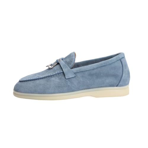 Image of XOBZJH Women's Leather Suede Loafers Flats - Slip-On Penny Loafers with Soft, Comfortable Driving & Dress Shoes for Casual Office Work All Day