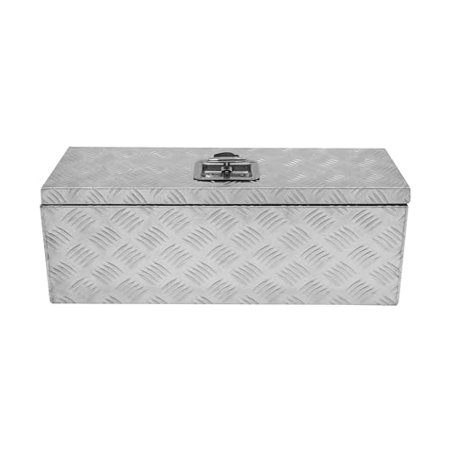 Caisse à Outils de Transport en Aluminium 35L, Damier Métal Résistant, Fond & joints doublés renforcés en caoutchouc, Malle Coffre Solide pour Camion Van, 660 x 230 x 230mm [Verrou & 2 clés INCLUS]