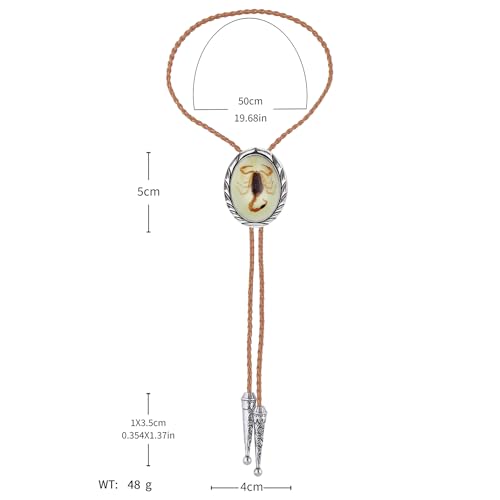 Image of Btilasif Bolo Tie for Women, Scorpion Bolo Tie Vintage Western Cowboy Stone Leather Neckties, Cowboy Gifts for Men