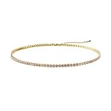 Tewiky Tennis Necklace for Women 14K Gold Plated Cubic Zirconia Chain Necklace Bling Rhinestone Cut Faux Diamond Tennis Chain Choker Necklaces for Women Bridal Wedding Jewelry