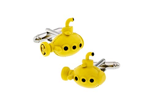 MRCUFF Submarine Yellow Sub Pair Cufflinks in a Presentation Gift Box & Polishing Cloth