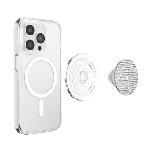 PopSockets Phone Grip for MagSafe with Kickstand, Magnetic Stand, Swappable Top, Secure Hold for iPhone MagSafe Cases, Phone & Tablet Grip - FATA Morgana Chrome