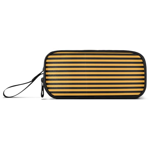 aidingzhi Naranja negro tiras neón nylon cremallera lápiz bolsa de almacenamiento de lápiz de gran capacidad bolsa de papelería para adolescentes de secundaria