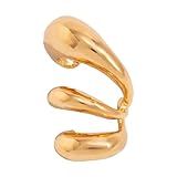 Clips huecos para las orejas en capas de oro o blanco, accesorios de moda sin agujero necesario puño, corte artístico en capas sin perforación, aretes de doble tono, diseño de aleación ligera, C, como