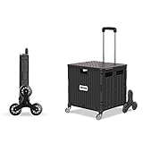 Generisch Carro de la compra plegable de 65 litros de capacidad, ruedas silenciosas, aleación de aluminio, carretilla compacta, carrito multiusos, diseño integrado