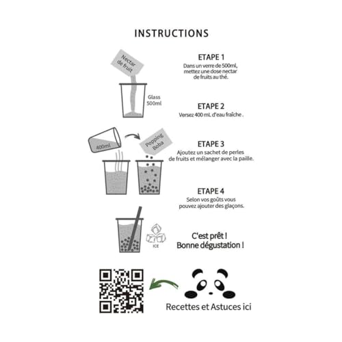 MiruMiru - Bubble Tea Kits - Perla de melocotón y néctar de kiwi y té Oolong (6 bebidas, pajitas incluidas) - Té de burbujas