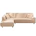 JuneJour Fundas de Sofá Chaise Longues Elásticas,Extraíbles y Lavables,Cubre Sofá Cheslong,Modernas Cubiertas Protectora de Sofá de Forma de L 2 Piezas para Salón,Hogar Decor