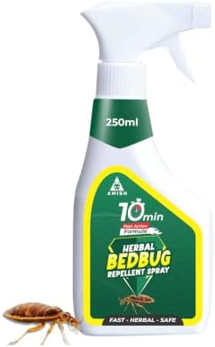 Amish Herbal Bedbug Spray 250ml | Powerful Bed Bugs Repel Spray for Bed, Mattress & Furniture | Organic Khatmal Repellent for Home | Odorless Herbal Pest Control