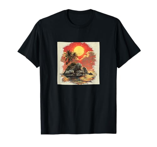 Paisaje de la isla rocosa Gráfico Camiseta
