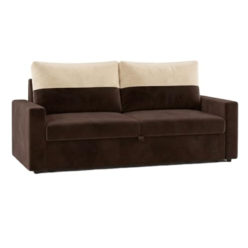 Image of SOCOZI Enrique 2 Seater Sofa Cum Bed | Soft Velvet Suede Fabric | Modern Convertible Design | Plush Comfort Seating for Living Room (Dark Brown)