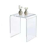 Mesa auxiliar de acrílico transparente con bordes redondeados, mesas