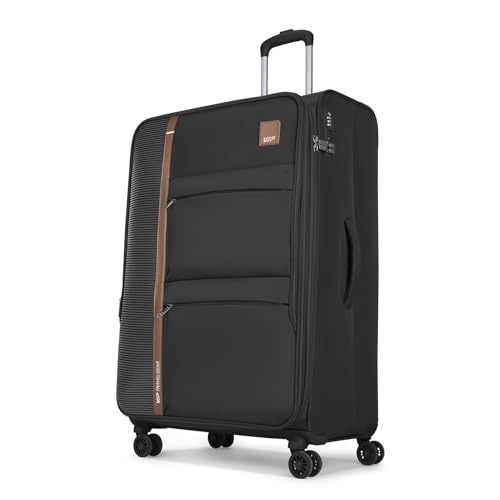 Image of VIP Grande 8 Wheel Check-in (Large Size) Soft Case Trolley Bag | TSA Lock | Expandable Polyester Luggage | 3 Year International Warranty | Anti-Theft Zipper | 81 CM Suitcase for Travel | Black