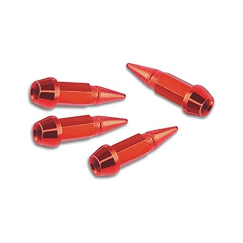 Car Wheel Tire Valve Caps, 4 Pack Spiked Aluminum Valve Stem Caps, Attractive Dustproof Car Accessories, Universal for Most Vehicles (Red/45MM) Cover