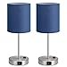 Blue Touch Lamps for Nightstand Set of 2 - Bedside Table Lamp for Bedroom with Dual USB Ports & AC Outlet, 3-Way Dimmable Lamps for Living Room Boys Room, Night Light with 5000K Daylight Bulbs