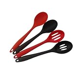 4 Pack Nonstick Silicone Slotted Spoons,High Heat Resistant Cooking Baking Spoons Ladle Set for Stirring...