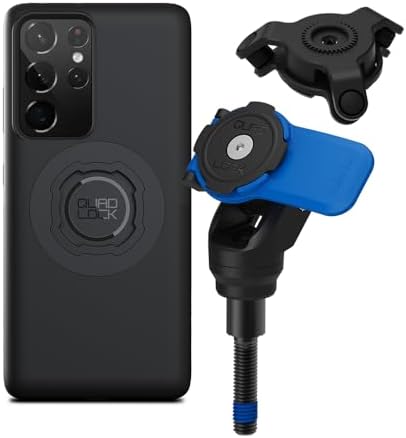 Quad Lock Handlebar Clamp Motorcycle Phone Mount with Vibration Dampener and MAG Phone Case for Galaxy S21 Ultra