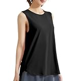 [DAYCLOSET] ヨガ タンクトップ レディース 速乾 吸汗 ゆったり ロング丈 チュニック ラウンドヘム (JP,アルファベット,XL, 標準,ブラック) yoga234