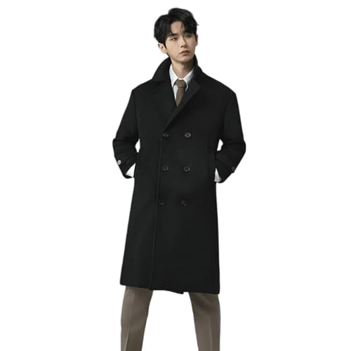 Gabardina para hombre negra larga abrigo holgado XXL grueso