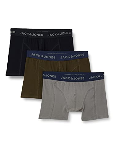 JACK&JONES ACCESSORIES Herren JACBOBBIE Trunks 3 Pack Badehose, Sedona Sage/Detail:Forest Night-Anthracite, L Cover